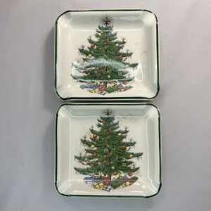 2 Barrington Ironstone Christmas Tree Ashtrays Made In England READ